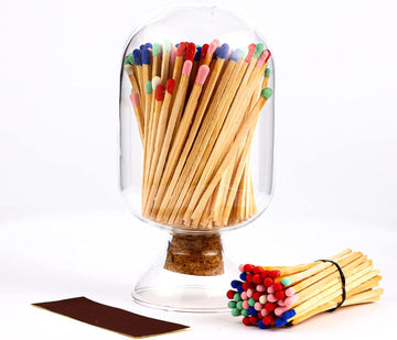 Glass Match Cloche Jar, Glass Match Holder with Striker, Matches in a jar with Striker, Match Striker Jar, Fancy