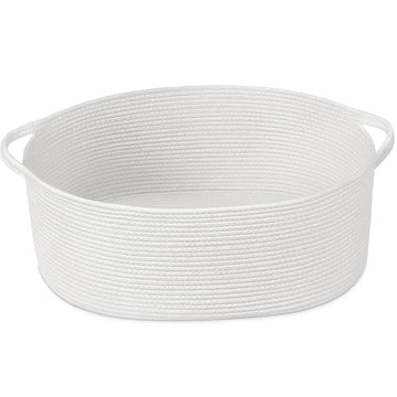 Large Woven Rope Basket for Gifts Empty, 19.7"x 11"x 7.9", White
