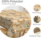 70x108inches Luxury Rectangle Tablecloth Elegant Golden Damask Pink Blue Floral Printed Fabric Table