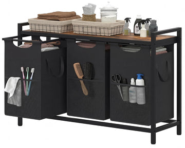 Laundry Hampers, 3 × 15 Gal (171 L) Laundry Basket with Large Desktop Sorter for Laundry Room Organization, Bathroom