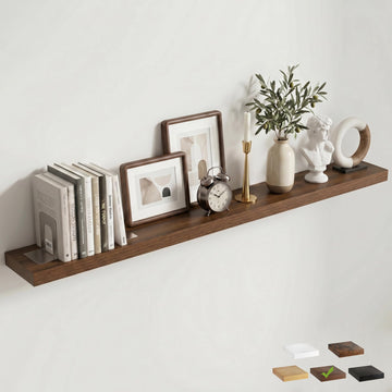 72 Inch Floating Shelves for Wall, 8"D Wood Storage Shelves, Walnut Finish