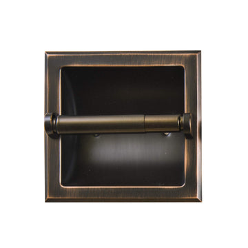 Recessed Oil Rubbed Bronze Toilet Paper Holder, Wall Mounted Heavy Duty Metal Toilet Paper Roll Holder with Rear