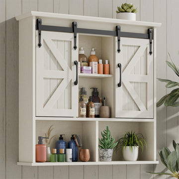 Bathroom Wall Cabinet, Farmhouse Medicine Cabinet, White