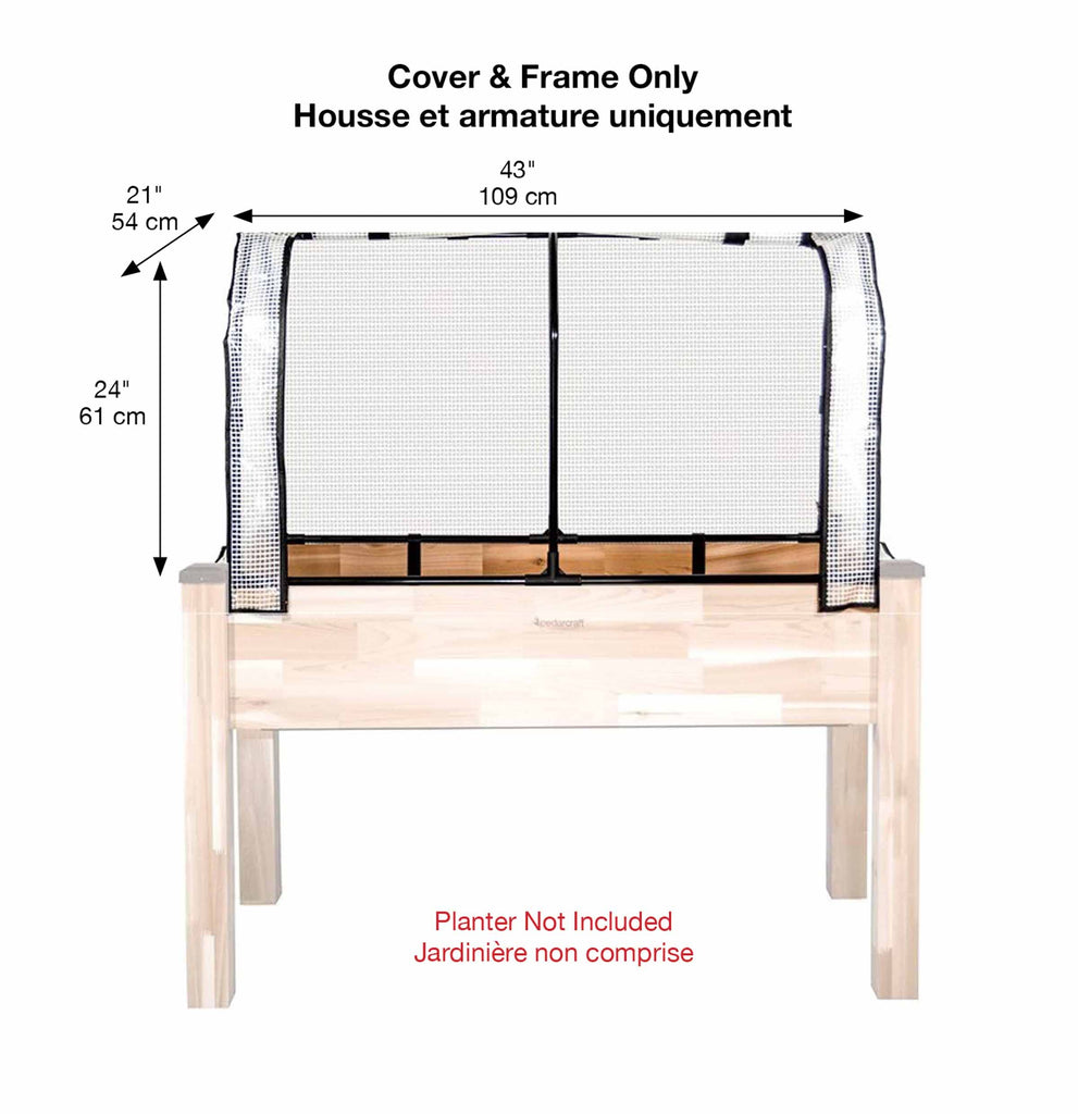 Greenhouse & Bug Cover Combo 22"W x 43"L x 24"H - Includes 1 Frame & 2 Interchangeable Covers. Planter NOT Included