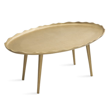 Alessia Modern Glam Oval Coffee Table; 34 x 20 x 15; Gold; Metal Living Room Table for Storage and Display with