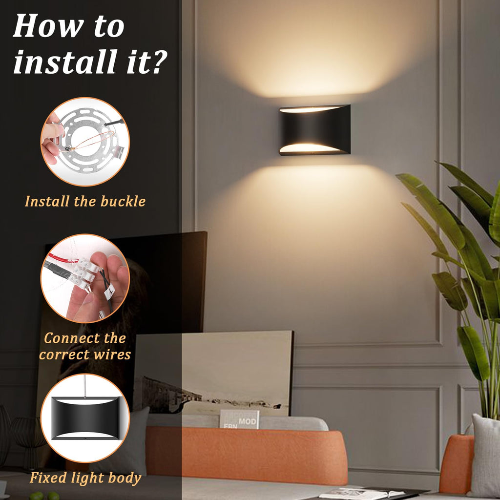 4 Pack Black Modern LED Wall Sconce Hardwired Indoor Wall Lights Up and Down Wall Mount Light Bedroom Hallway