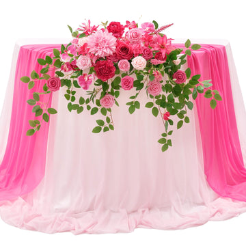 Artificial Sweetheart Flower Swag with Table Cloth and Table Runner, Pack of 3 Floral Arrangement for Wedding
