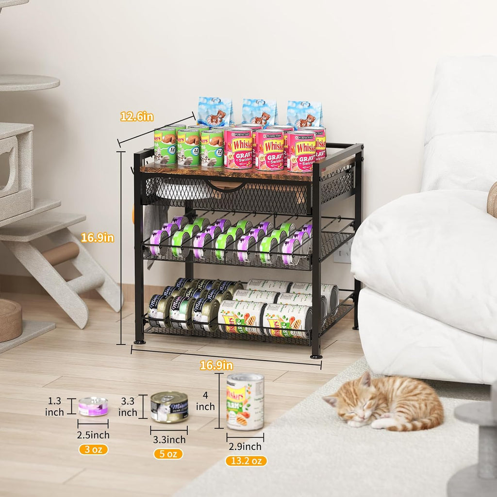Cat Food Can Organizer, Storing Different Sizes Pet Food Canned Dispenser