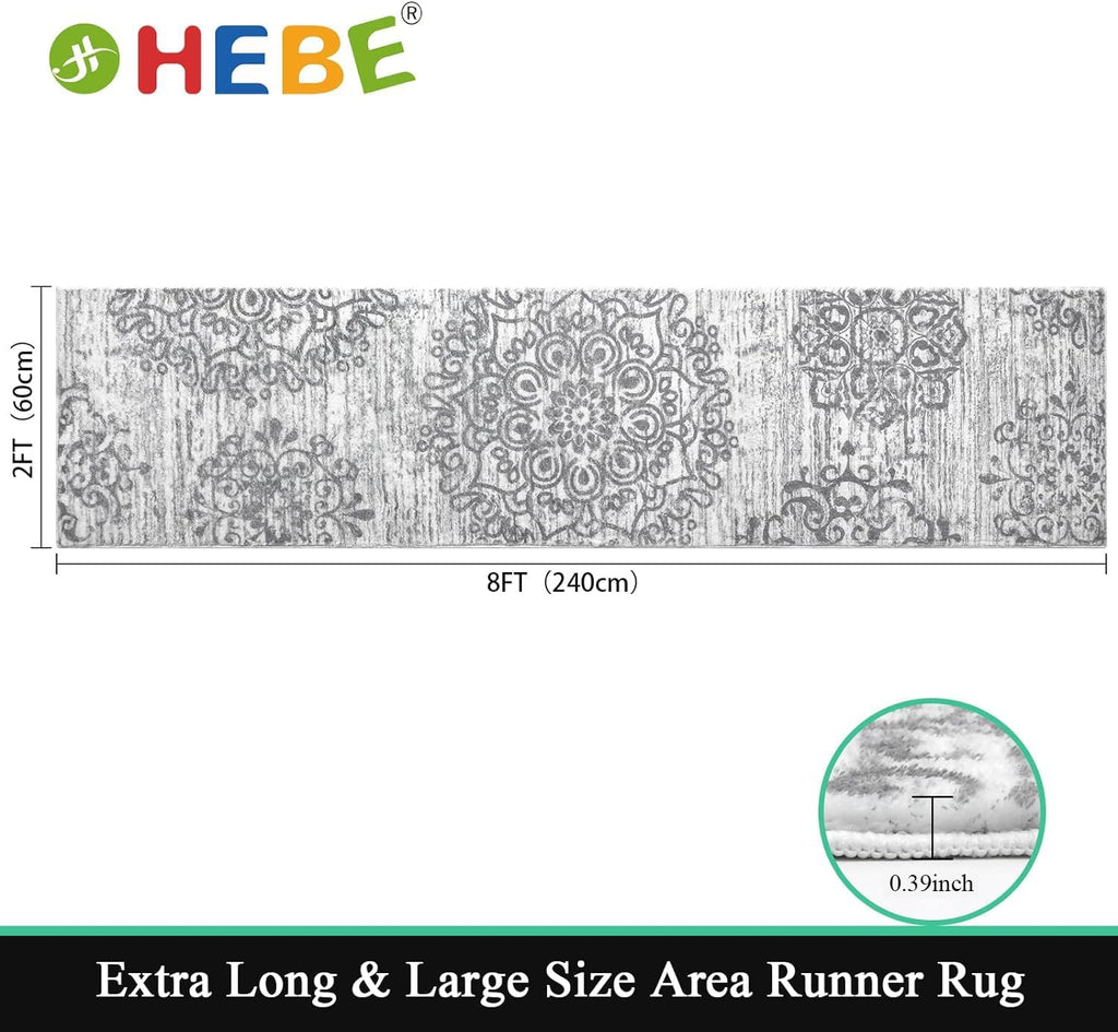 Hallway Runner Rug 2'x8' Washable Vintage Distressed Area Rugs Non Slip Laundry Rug Runner Boho Floo