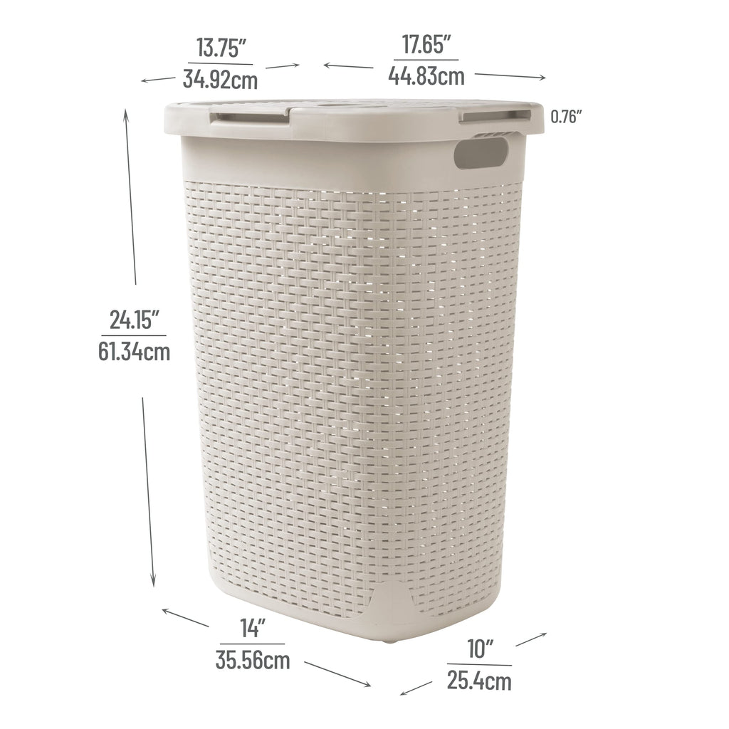 Slim Laundry Hamper with Lid, 60L Tall Clothes Basket, Narrow Tapered Design s, Closets and Laundry Rooms, Plastic