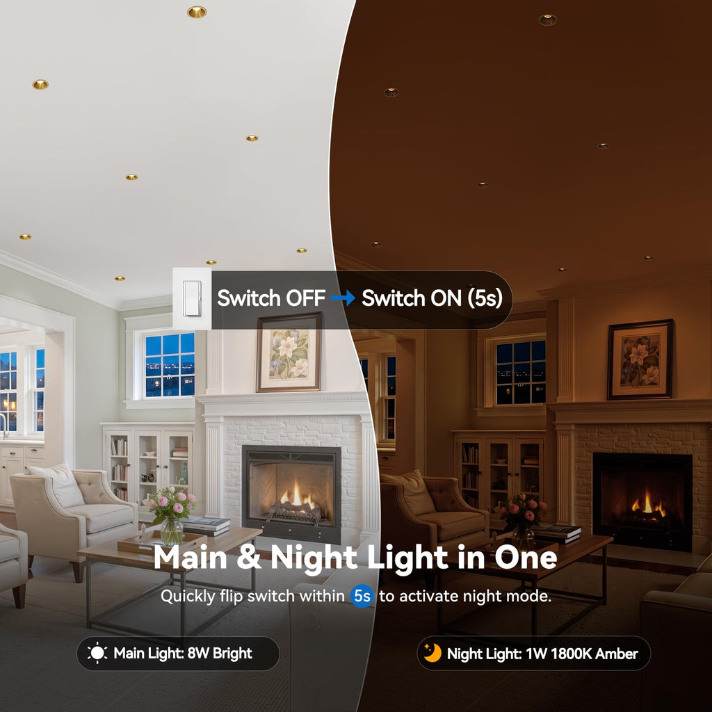 Gold 2 Inch LED Recessed Light Anti Glare COB Spotlight, 6-Pack