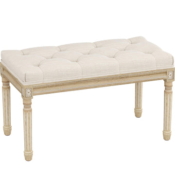 Upholstered Bench, Bedroom Bench for End of Bed, Piano Bench with Button Tufted Padded Seat, Dining, Entryway, Shoe