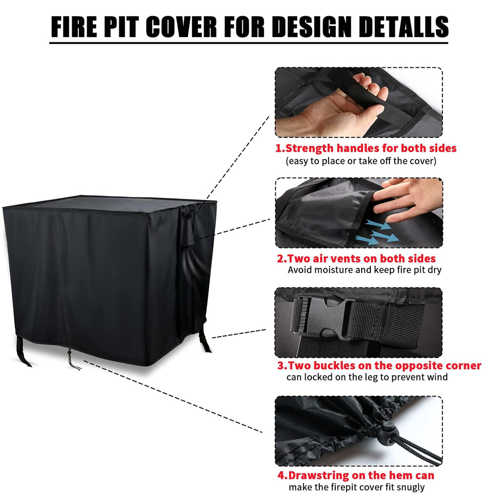 Rectangular Fire Pit Cover for Firepit Table, 32 x 20 x 16 Inch