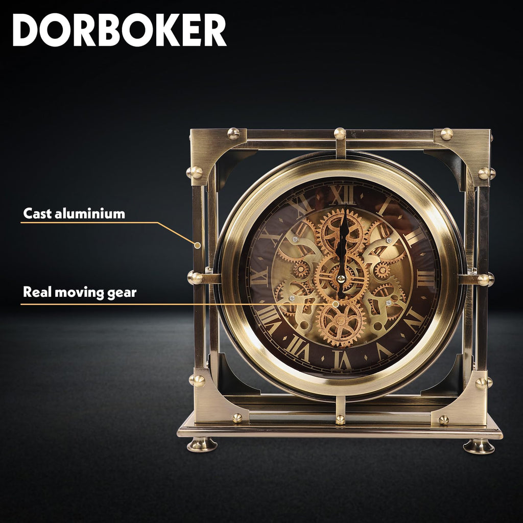 Moving Gears Desk Clock, Mantle Clock, Industrial Steampunk Art Decorative Clocks Farmhouse Offcie, Christams Gifts
