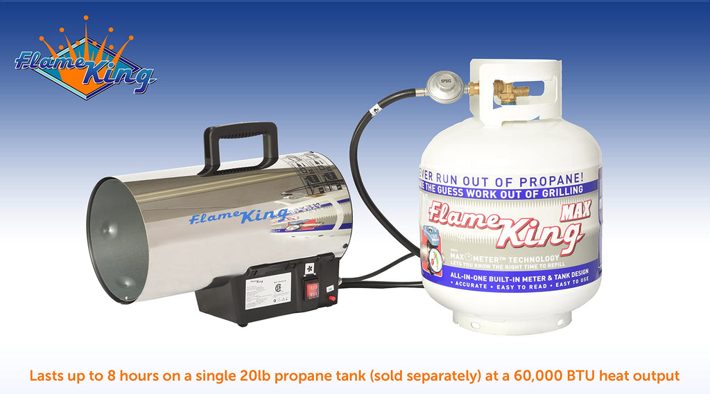 60,000 BTU Portable Propane Forced Air Heater Outdoor Great for Jobsite, Construction, Garage, Patio, Stainless Steel