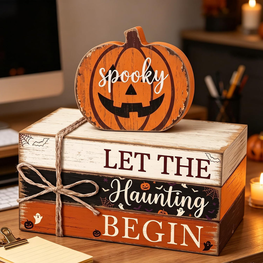 Halloween Pumpkin Decor Indoor, Halloween Table Decorations - Set of 4