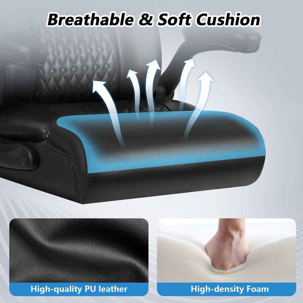Big and Tall 400LBS Heavy Duty Executive Office Desk Chair with Flip-up Armrest, Ergonomic Swivel High Back Office