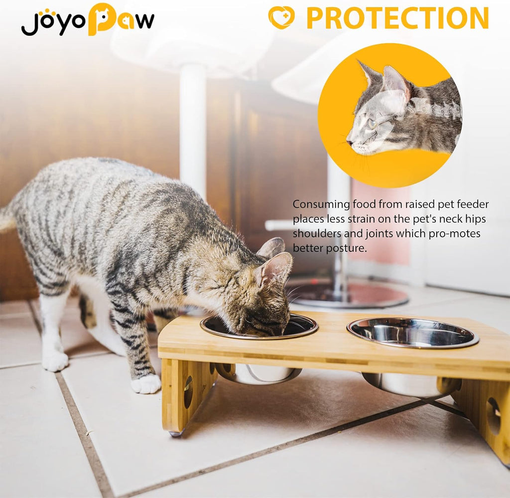 Elevated Dog Bowls, Bamboo Raised Dog Bowl Stand (4" Tall)