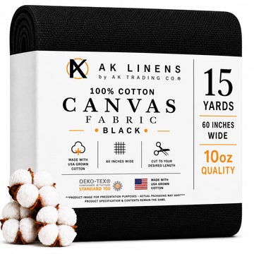 Premium 10oz Black Cotton Duck Canvas Fabric | Heavyweight | 60'' Wide | Arts & Crafts, Upholstery, Home Projects