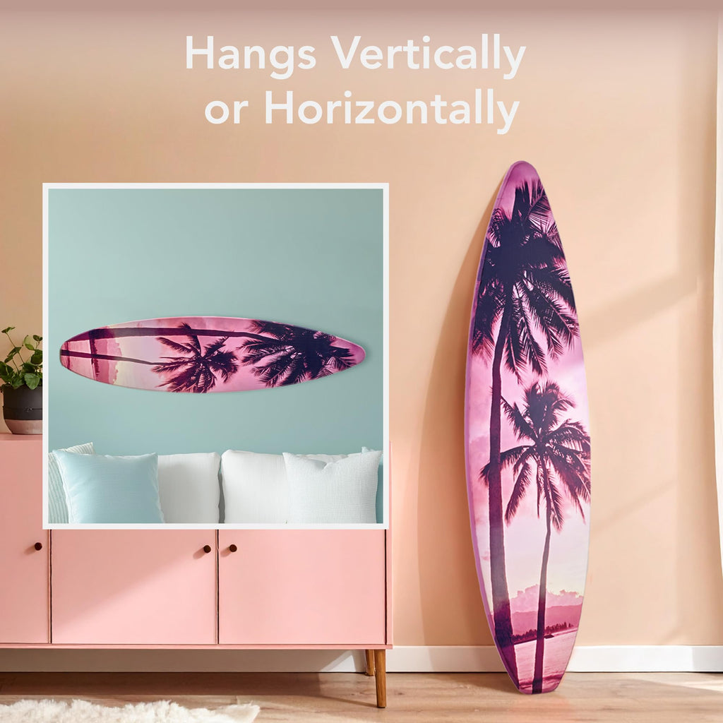 60" Vice City Surfboard Decor - Palm Tree Sunset Wall