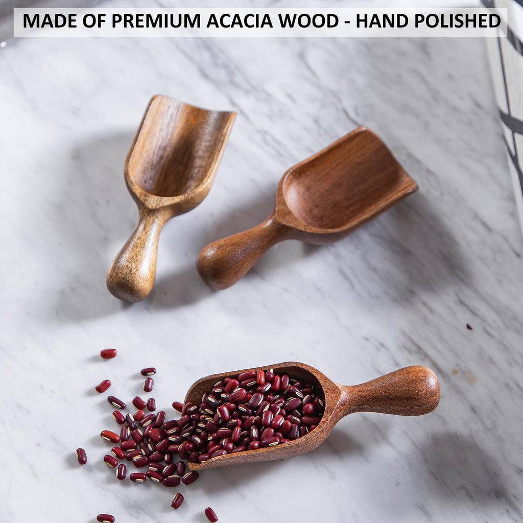 Wooden Scoops for Canisters 4PCS Acacia Wooden Scoop for Jars Mini Measuring Spoons for Ground Coffee Scoops Wood