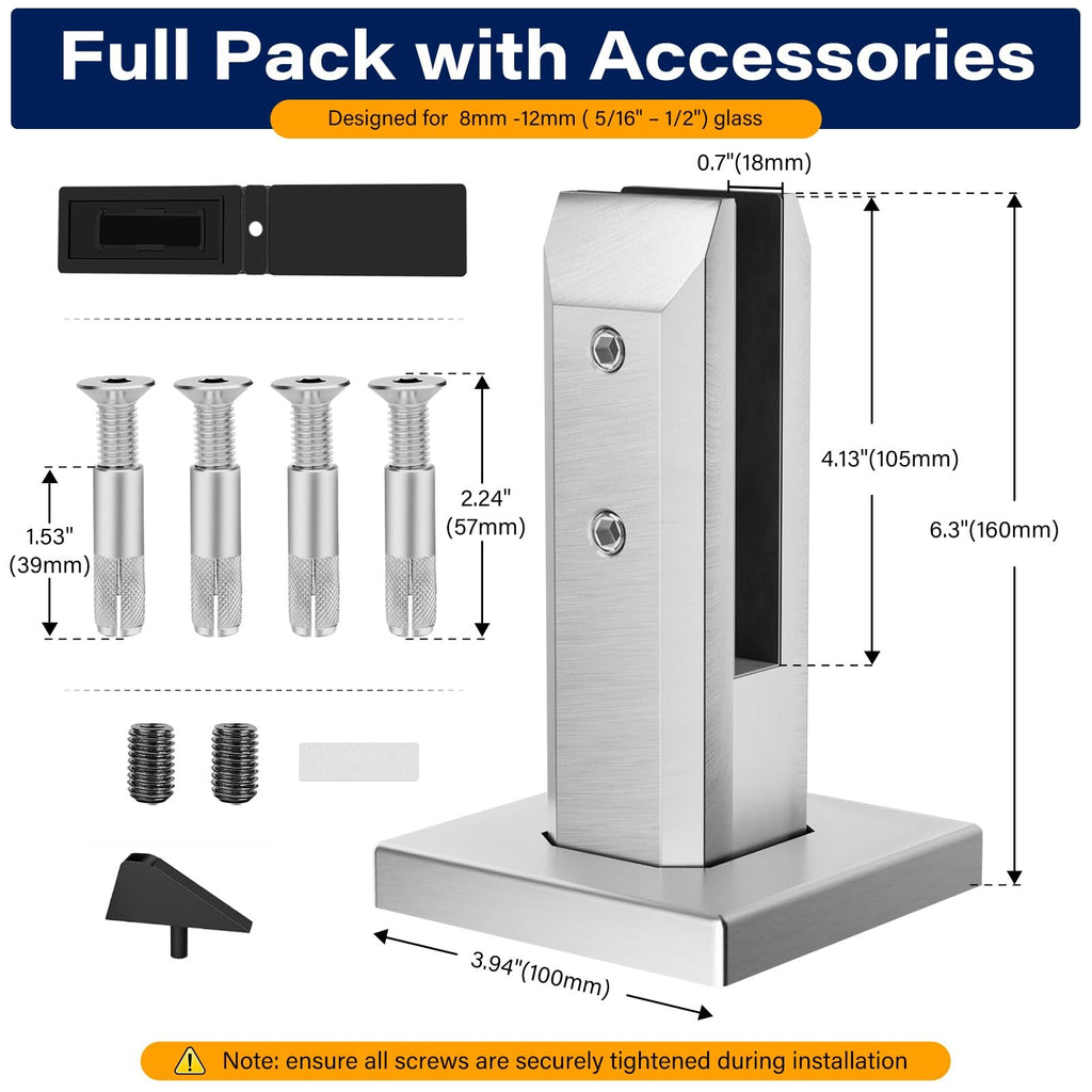 10 Pack Glass Railing Spigots 304 Stainless Steel Heavy-Duty