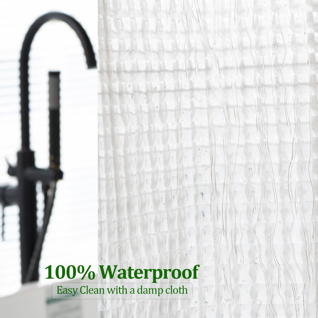 76 inch Long Shower Curtain Liner, EVA Heavy Duty Longer Bath Clear Shower Liner with 3 Strong Weighted Magnets, 100%