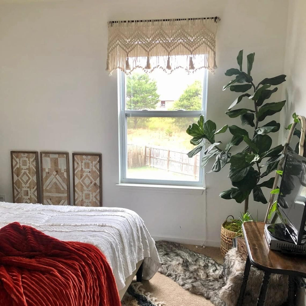 Macrame Valances for Windows, Boho Kitchen Macrame Curtains