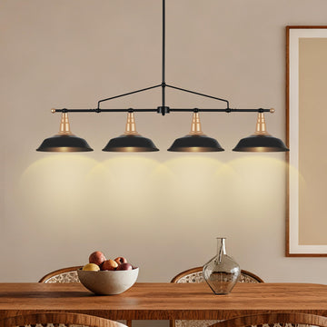 Pool Table Lights 4-Light Black and Gold Linear Light Fixture 48 Inch