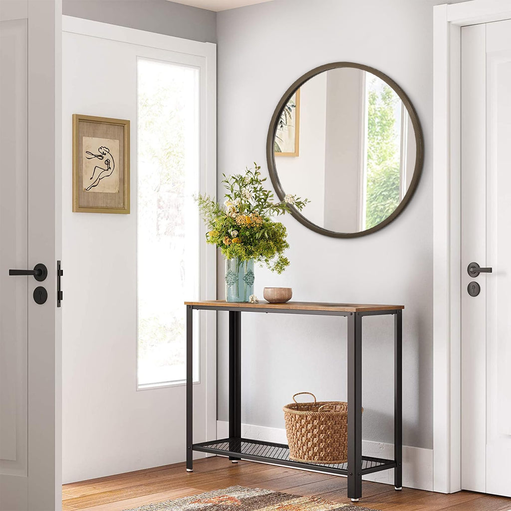 Wall Mirror Small Round Bathroom Mirror Metal Brushed Framed Rounded Corner Ative Hanging Mirror Bedroom Entryway