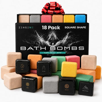 Bath Bombs for Men - Gift Set 18 Square Shaped 2.5 oz w/Essential Oils