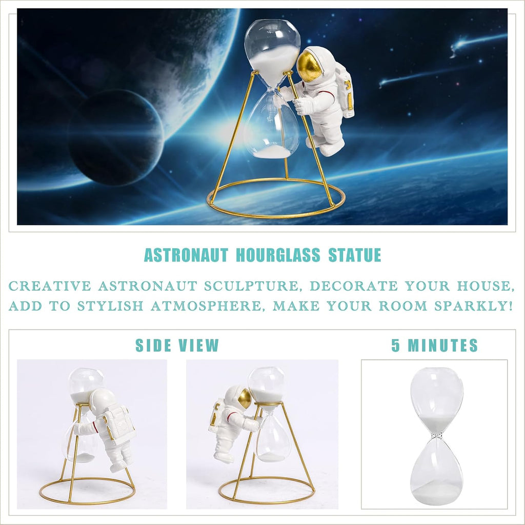 Astronaut Hourglass Statue Gold Spaceman Sculpture Resin Figurine 5 Minutes Sandglass Timer Sand Clock Space Gifts