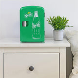 Sprite Mini Fridge - 6 Can Refrigerator for Bedroom Office, Portable Table Top Beverage Cooler, 12V 110V Refrigerador