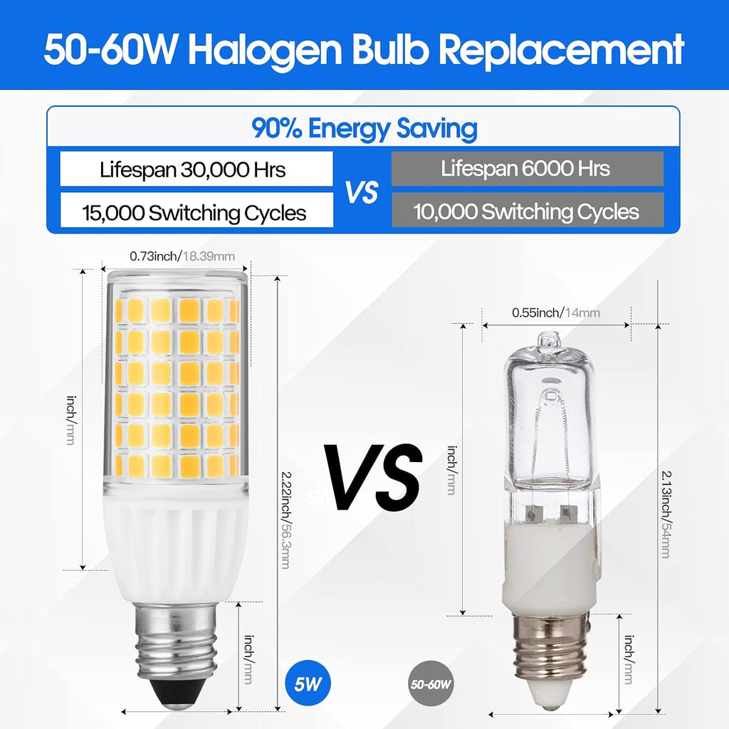 5W JD T4 LED Bulb Dimmable Mini Candelabra - E11 Base 50 Watt Equivalence UL Certification Ceilings, Ceiling Fans