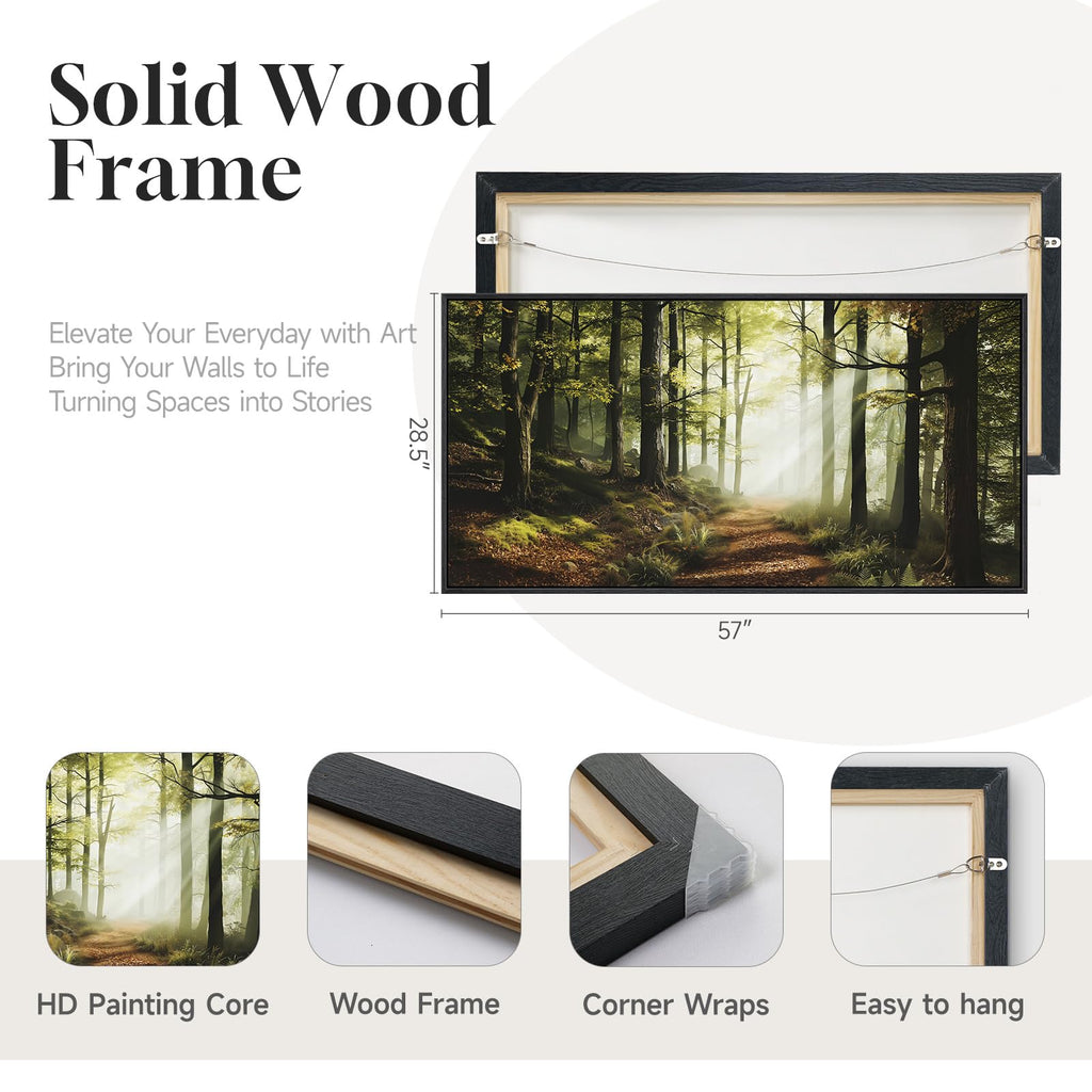 Framed Forest Landscape Photograph Wall Art, 60x30 Inch
