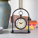 Vintage Metal Table Clock, Farmhouse Table Clock