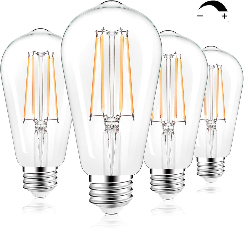 LED Light Bulbs Dimmable Vintage Edison Bulb, E26 LED Bulb 60W Equivalent 720 Lumens, Warm White 2700K, ST58 Antique