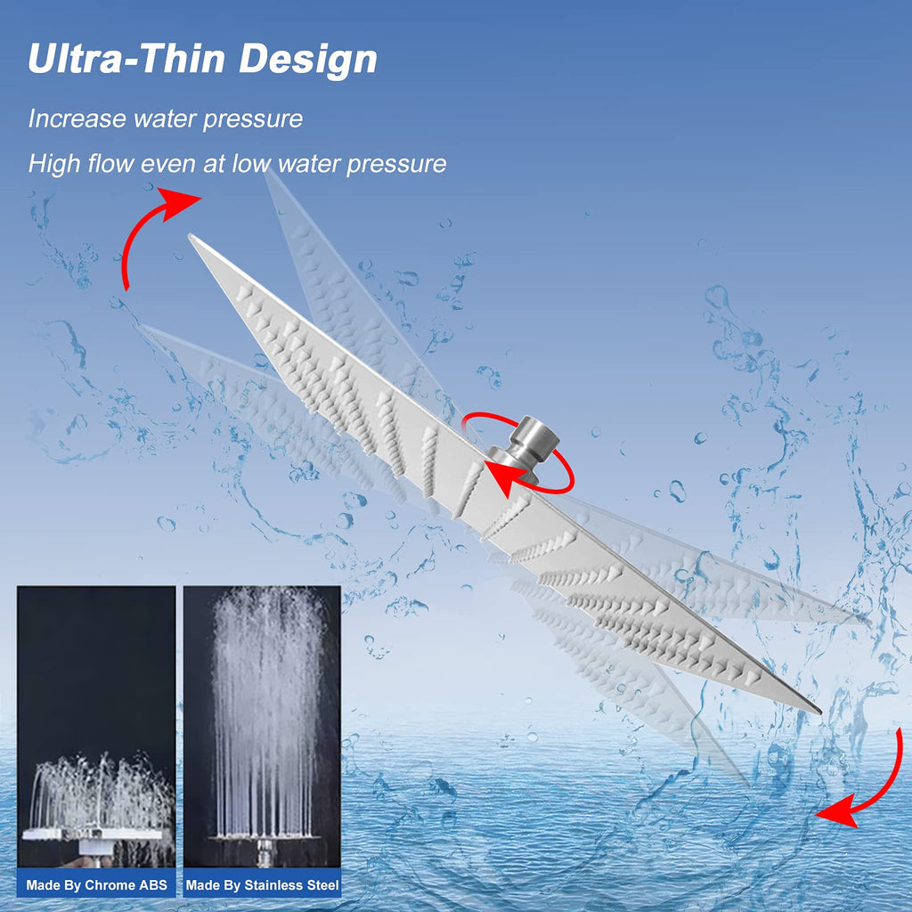 Rain Shower Head, High Flow Stainless Steel Square Rainfall Shower, High Pressure Design, Awesome Shower Experience