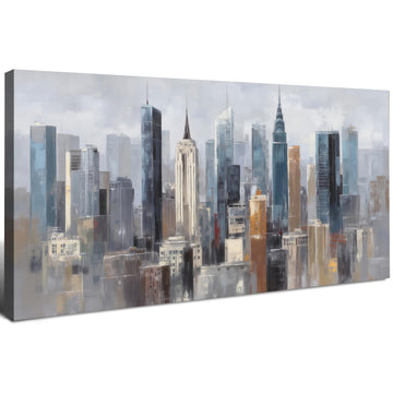 York City Wall Manhattan Skyline Canvas Pictures NYC Abstract Cityscape Prints Paintings Blue Grey City Landscape