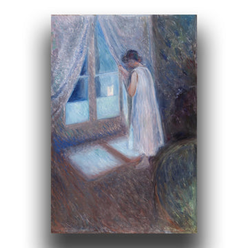 Edvard Munch Canvas Wall Art. Girl At The Window Poster - Modern Home Decor. Vintage Museum Classical Typographic