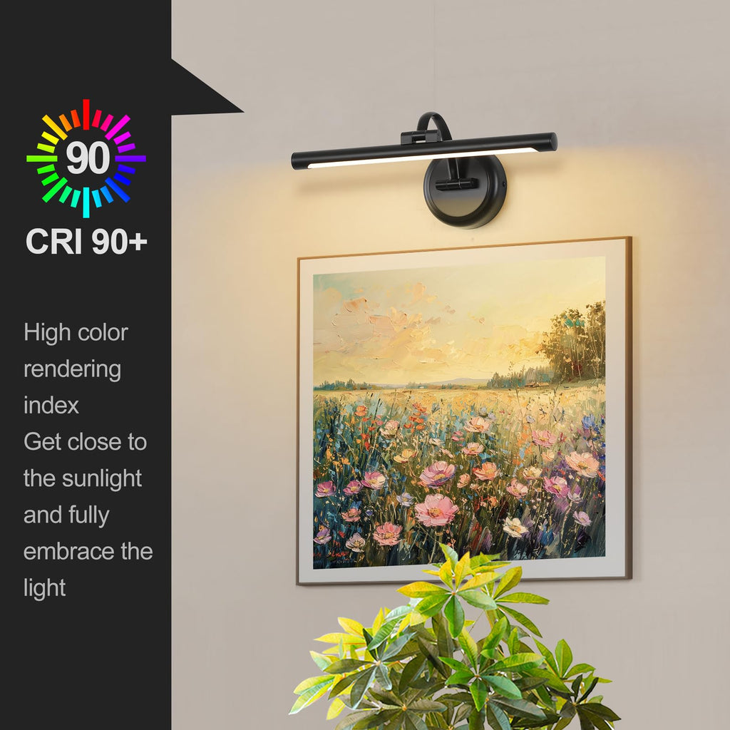 Black Picture Lights for Paintings Hardwired LED Wall Art Lighting 15.75" Dimmable Full Metal Gallery Light Modern