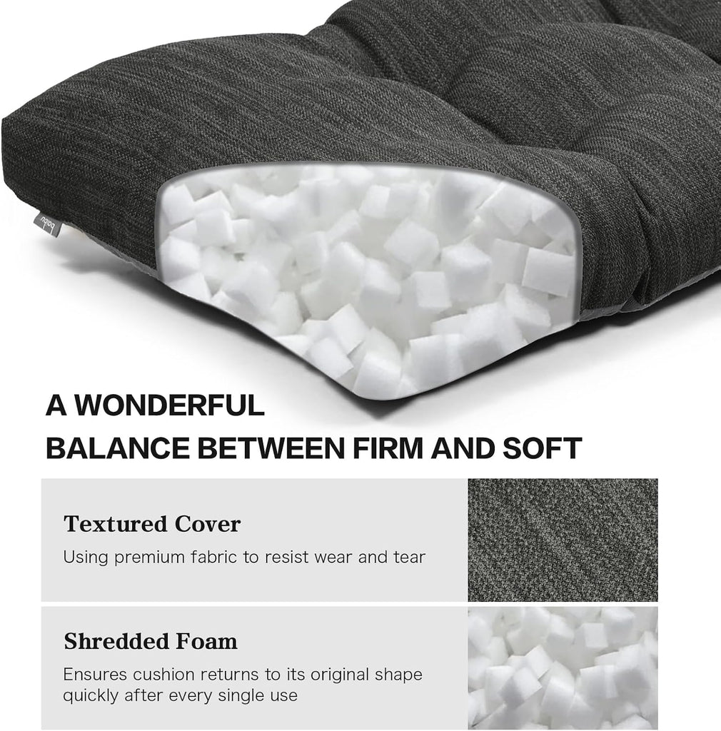 48 Inch Classic Solid Color Bench Cushion with Ties, Super Soft Indoor Outdoor Rectangle Bench Seat Cushion Standard