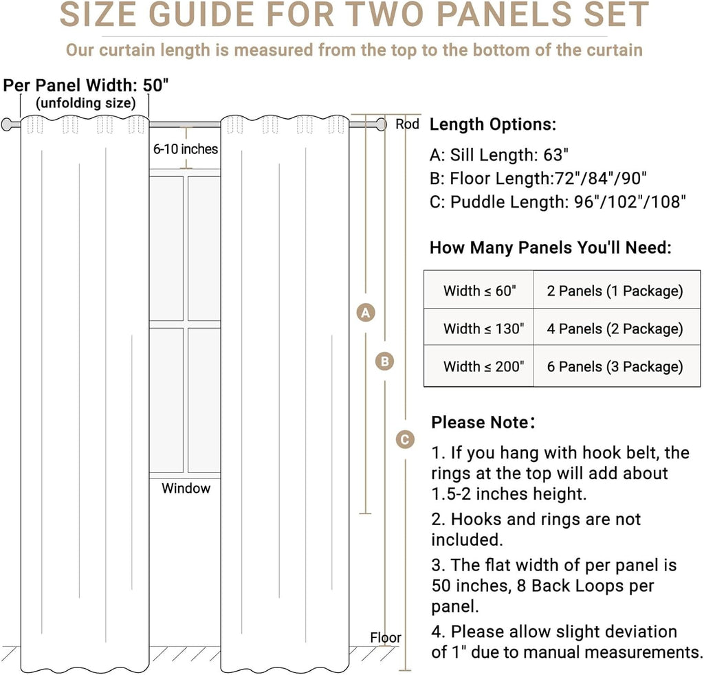 Linen Textured Total Blackout Curtains for Bedroom 84 Inches Long, Back Tab/Rod Pocket Living Room Drapes, Thermal