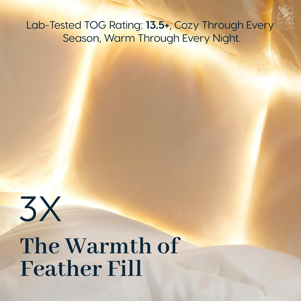 Goose Down Fiber Comforter King - All-Season Hotel Quality Duvet Insert, High Fill Power, Ultra Soft