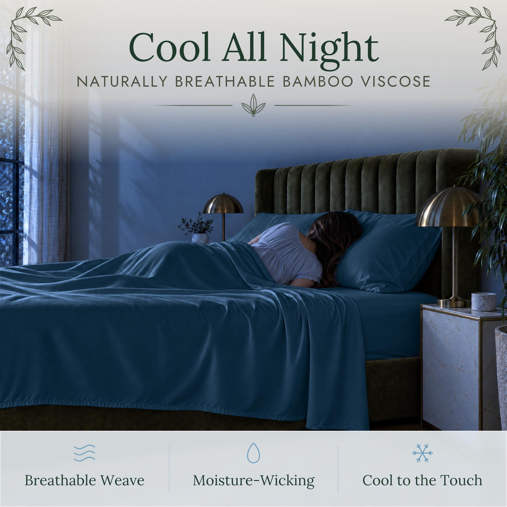 100% Viscose from Bamboo Sheets Twin Size | 3 Pc Cooling Bed Set