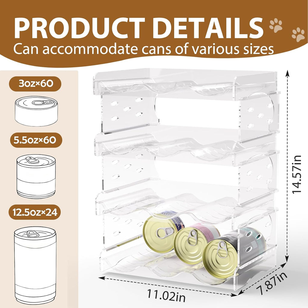 Cat Food Can Organizer, 4-Tier Cat Food Organizer
