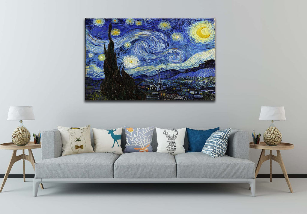 Starry Night, Vincent Reproduction, Large Giclee Canvas Prints Wall Art Decor. 24"x36"