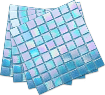 40-Sheet Rainbow Peel and Stick Backsplash , 6.6" x 6.6" Blue Glass Mosaic Tiles