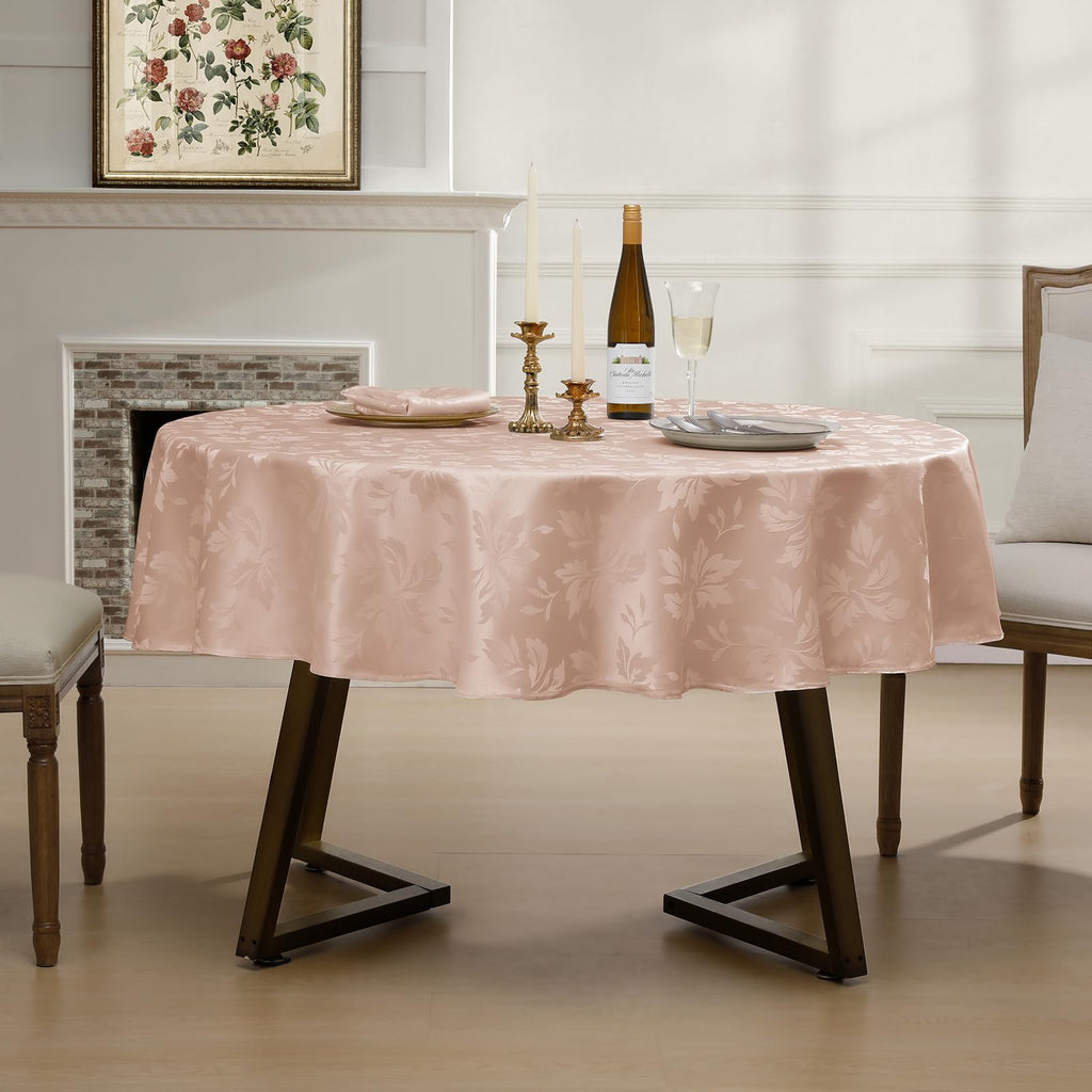 Jacquard Round Tablecloth 70 Inch, Pink