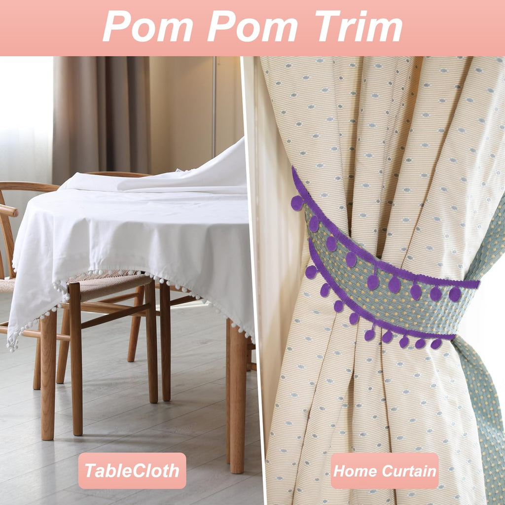 Pom Trim Ribbon 6yd 1" Wide Ball Fringe Sewing Fabric for DIY